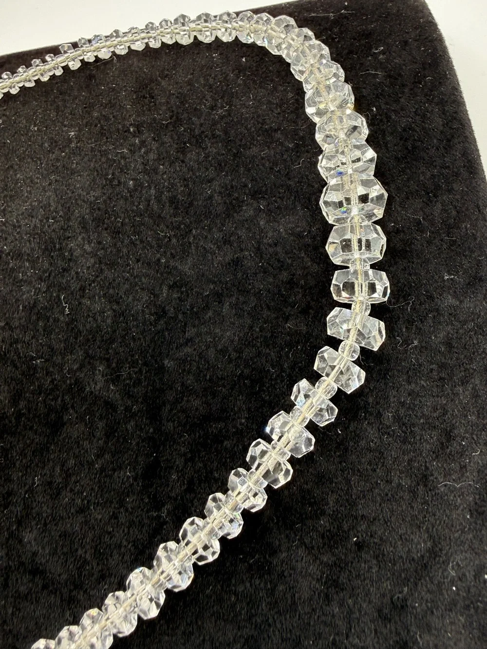 Antique Art Deco Faceted Crystal Graduated Bead Necklace 16”